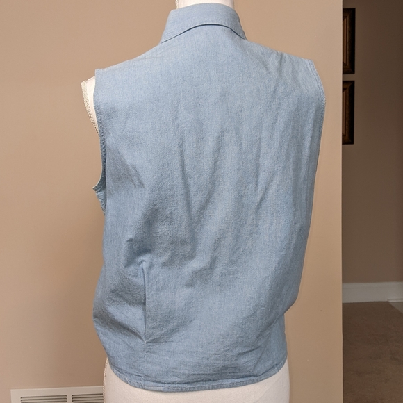 The Limited Sleeveless Denim Top w/ Front Tie LARGE - Picture 2 of 4